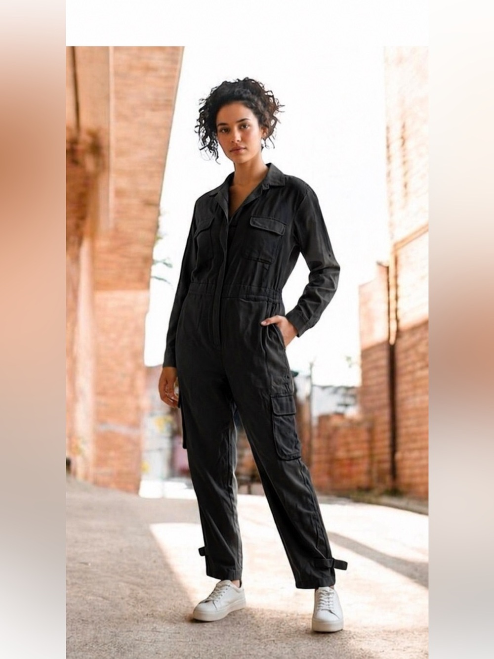 Martha Stewart Black Utility Cargo Jumpsuit